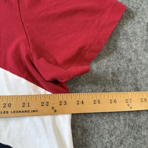 Lacoste Sport Shirt Mens 2XL Red White Navy Blue Colorblock Crewneck Tee Logo - Picture 7 of 9